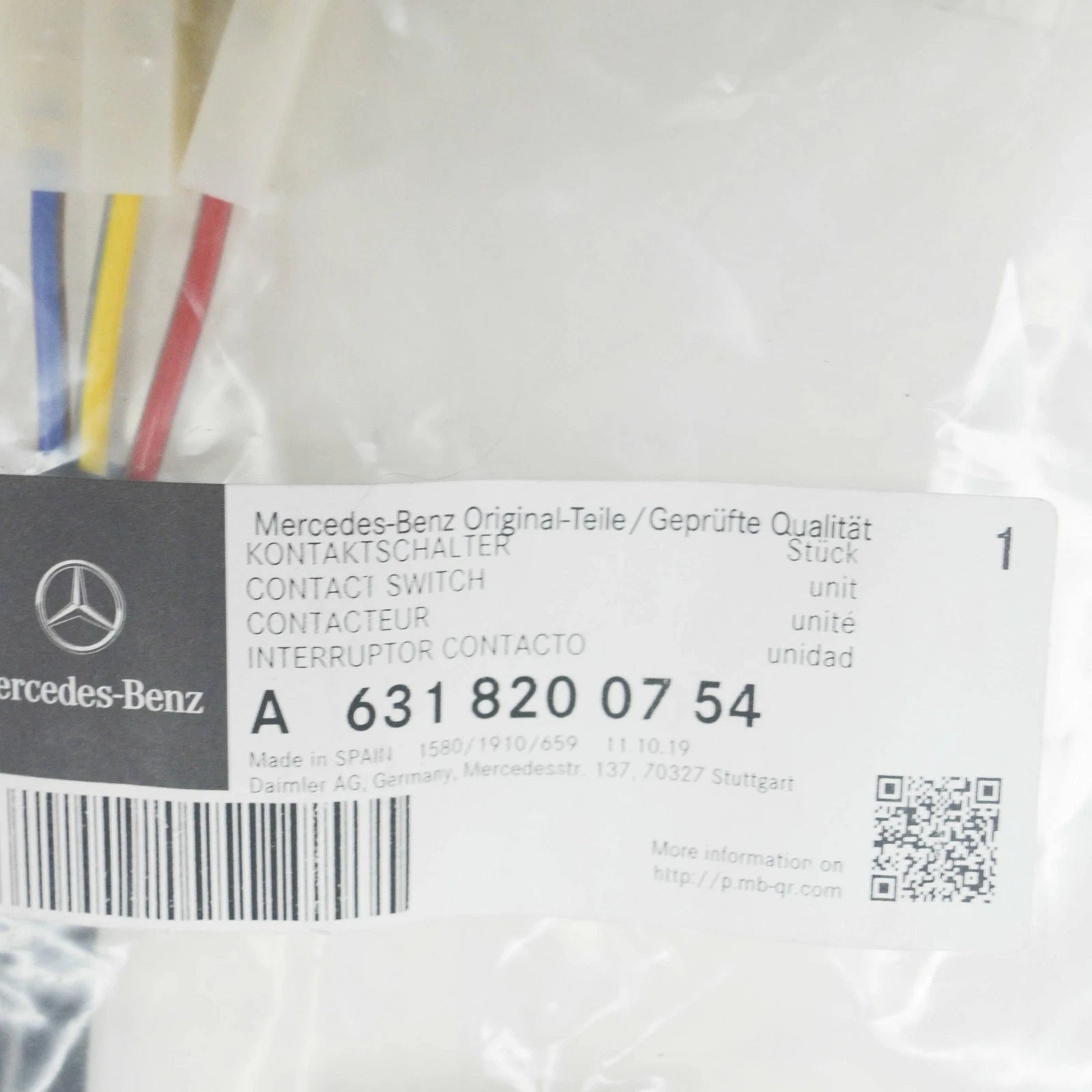 NEW MB SPRINTER 903 REAR DOOR INTERIOR LAMP CONTACT SWITCH A6318200754 ORIGINAL