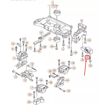 NEW AUDI A3 8P FRONT RIGHT CONTROL ARM REARWARD BRACKET 1K0199232J ORIGINAL