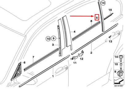 NEW BMW 3 E90 REAR RIGHT DOOR WINDOW GUIDE 7060256 51357060256 ORIGINAL