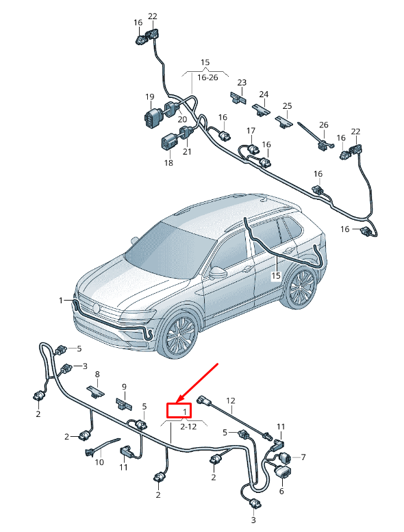 new skoda karoq nu front bumper parking aid wiring 57a971095d original