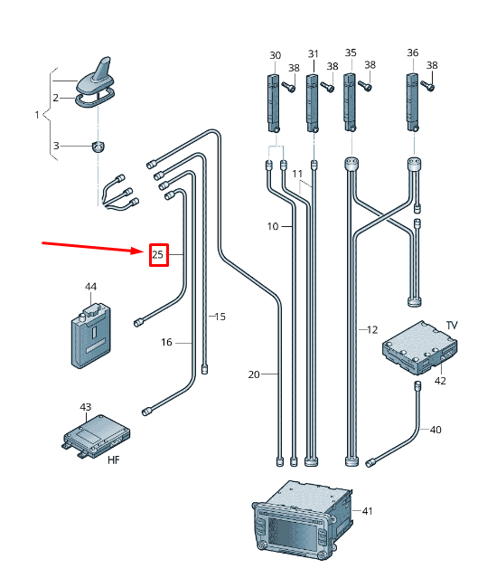 new skoda superb mk2 3t aerial cable 3t9035549 original