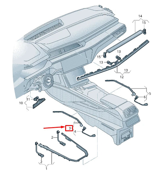 NEW AUDI E-TRON GEN LEFT SIDE CENTRE CONSOLE LIGHT FIBRE 4KE947093
