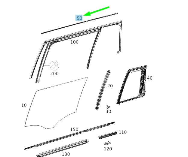 NEW MERCEDES-BENZ GLE C292 REAR LEFT DOOR TOP TRIM BAR A2927350182