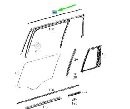 NEW MERCEDES-BENZ GLE C292 REAR LEFT DOOR TOP TRIM BAR A2927350182