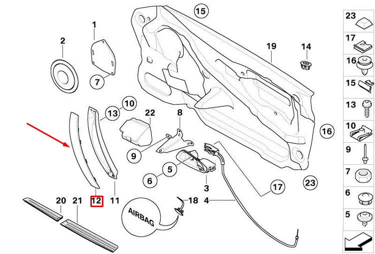 NEW BMW Z4 E86 E85 INTERIOR DOOR PULL HANDLE CHROME RIGHT O/S 8040696