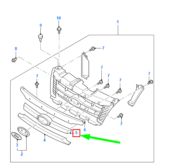 new ford ranger mk2 radiator grille center moulding 5215946 original