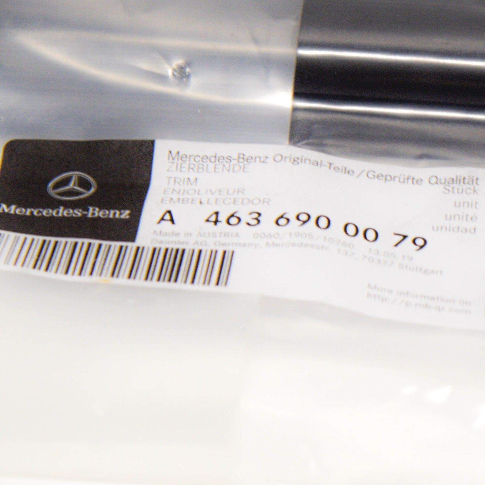 NEW MB G W463 REAR PANEL ORNAMENTAL TRIM COVER A4636900079 ORIGINAL