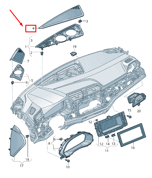NEW AUDI Q3 F3 INSTRUMENT PANEL LOUDSPEAKER TRIM LHD 83B857367A6PS ORIGINAL