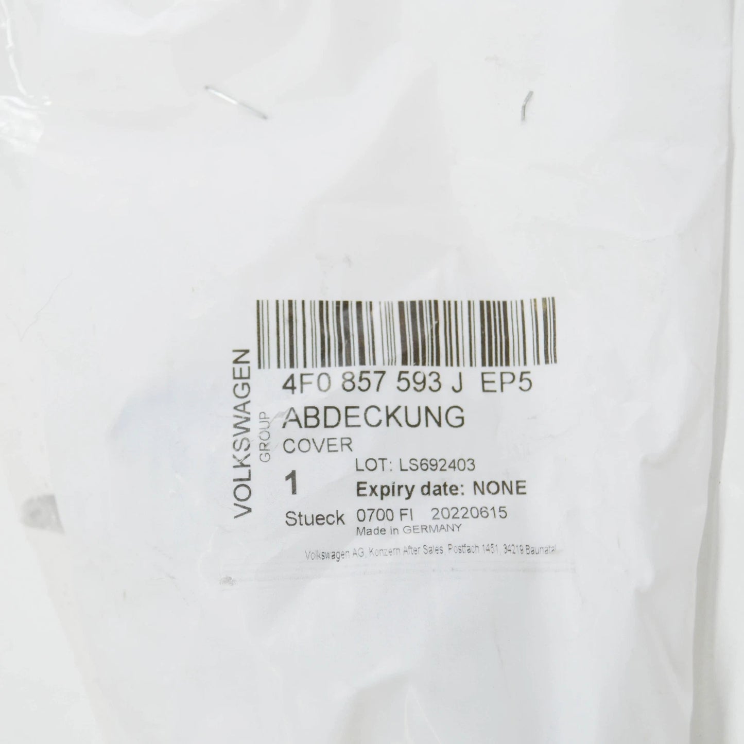 NEW AUDI A3 8P INTERIOR REAR VIEW MIRROR WIRE COVER 4F0857593JEP5 ORIGINAL