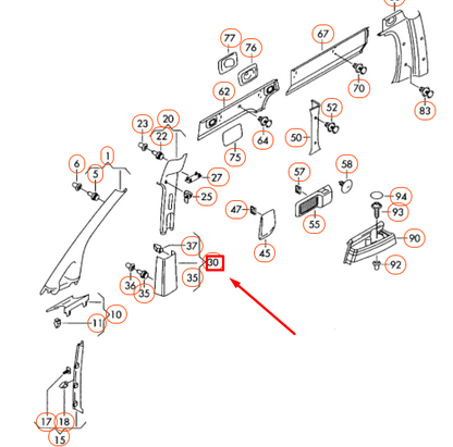 new vw caddy 2k left side lower b pillar trim 2k0867291ad71n original