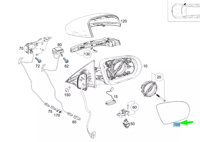 NEW MERCEDES-BENZ GLA H247 FRONT RIGHT DOOR MIRROR GLASS RHD A0998104401