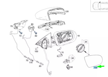 NEW MERCEDES-BENZ GLA H247 FRONT RIGHT DOOR MIRROR GLASS RHD A0998104401