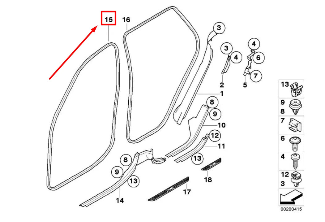 NEW BMW X5 E70 FRONT DOOR SEALING RUBBER 51727333607 7333607 ORIGINAL