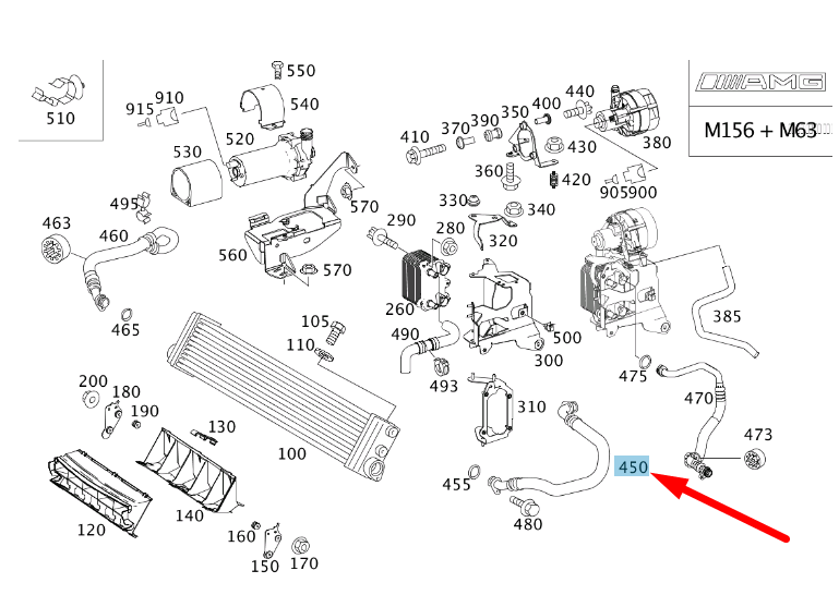 new mercedes-benz ml w164 amg oil cooler left feed line hose a1561800782