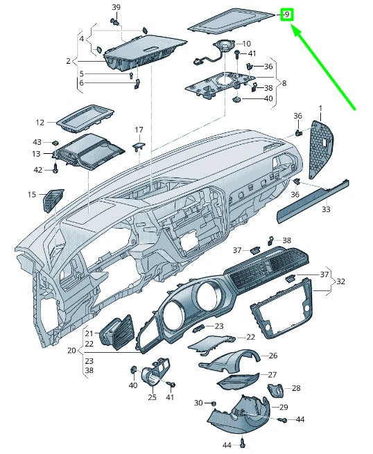 NEW VW TIGUAN AD MK2 DASHBOARD LOUDSPEAKER COVER RHD 5NC85812281U ORIGINAL