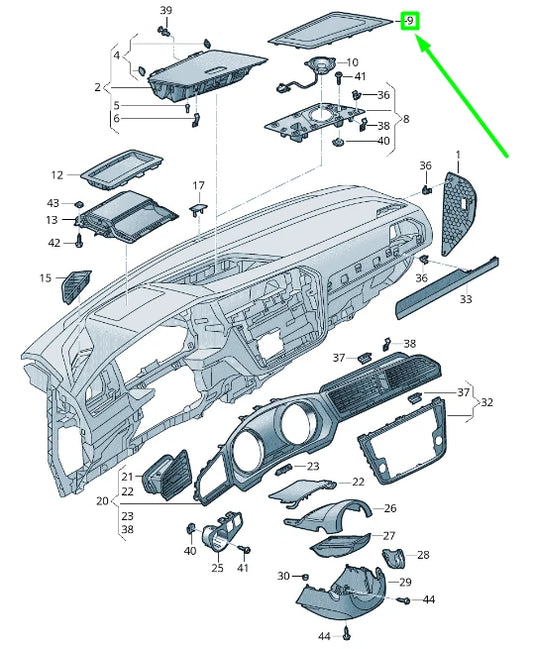 NEW VW TIGUAN AD MK2 DASHBOARD LOUDSPEAKER COVER RHD 5NC85812281U ORIGINAL