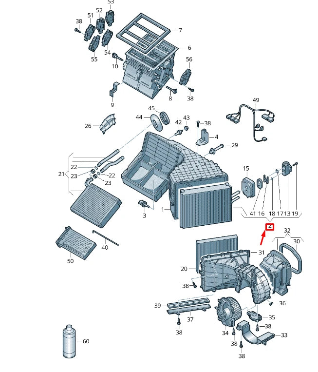 NEW VW TOUAREG 7P MK2 EVAPORATOR WITH EXPANSION VALVE LHD 7P0820101B ORIGINAL