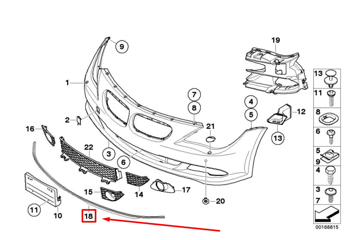 NEW BMW 6 E63 FRONT BUMPER SPOILER 7184699 51117184699 ORIGINAL