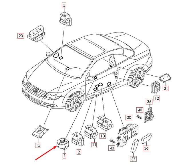 NEW VOLKSWAGEN PASSAT CC WING MIRROR ADJUSTMENT SWITCH 5K0959565XSH