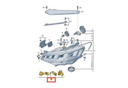 NEW VW PASSAT B8 3G5 LEFT HEADLIGHT BRACKET MOUNT REPAIR KIT 3G0998225A ORIGINAL