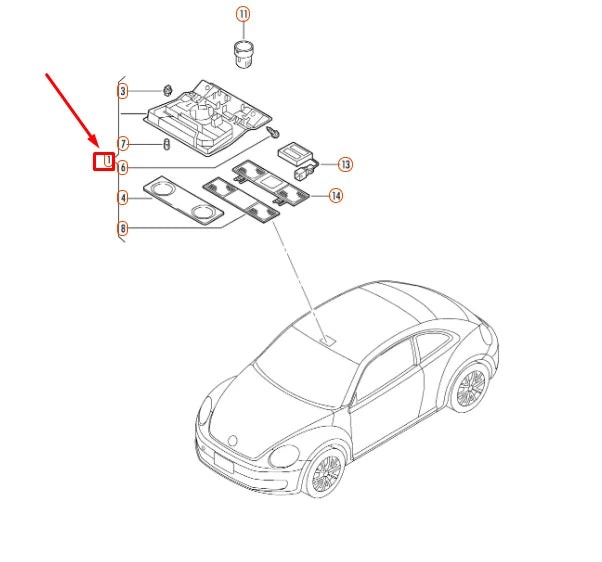 NEW VOLKSWAGEN BEETLE A5 FRONT INTERIOR AND READING LIGHT 1K0947105BAWRC