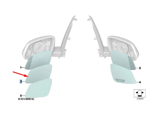 NEW BMW X1 F48 FRONT LEFT DOOR MIRROR GLASS HEATED LHD 51167377979 ORIGINAL