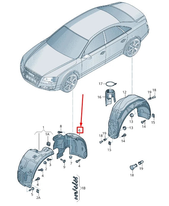 NEW AUDI A8 4H FRONT LEFT INNER FENDER LINER 4H0821191F ORIGINAL
