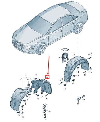 NEW AUDI A8 4H FRONT LEFT INNER FENDER LINER 4H0821191F ORIGINAL