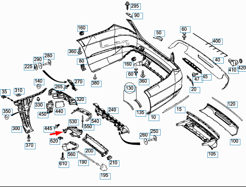 new mercedes-benz s-class w222 rear right bumper bracket a2228851865 original