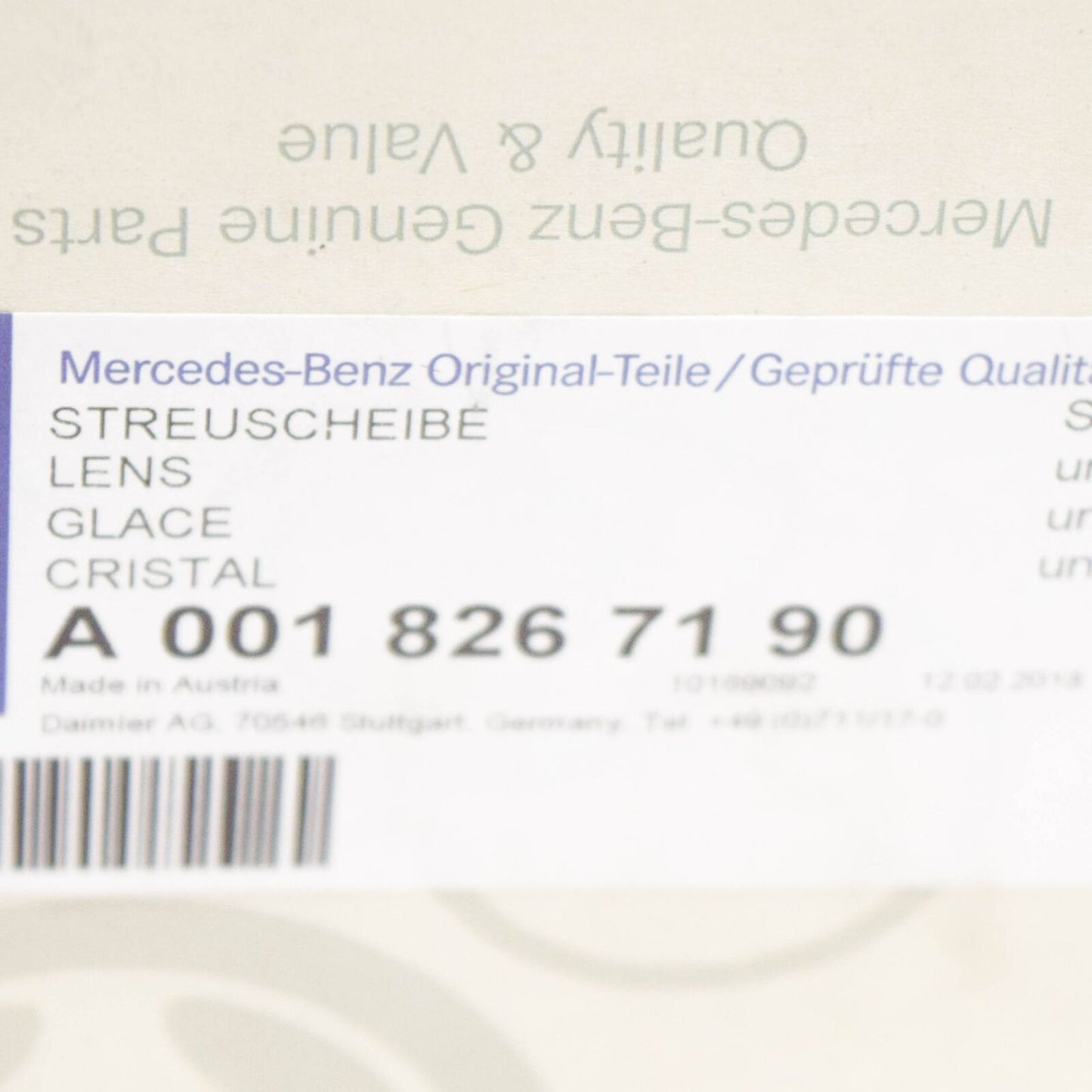 NEW MERCEDES BENZ SL R107 FRONT FOG LIGHT GLASS LENS A0018267190 ORIGINAL