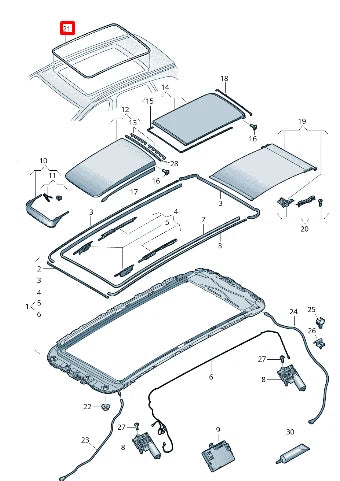 NEW AUDI Q7 4M PANORAMIC GLASS SUNROOF SEAL 4M0877459A ORIGINAL