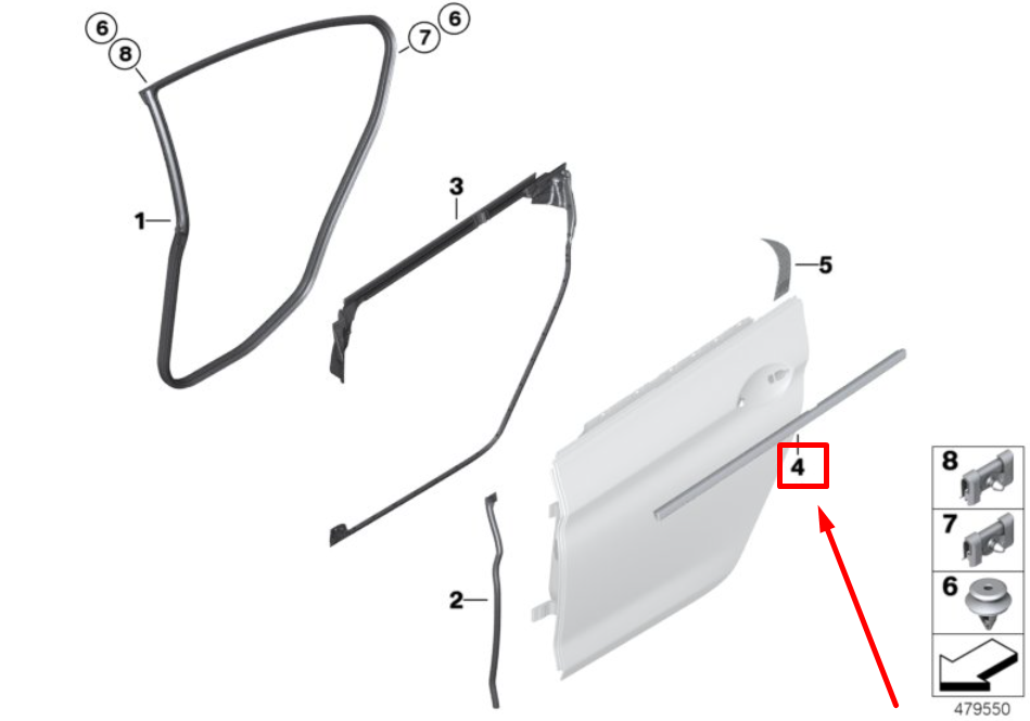 new bmw 6 f06 rear right door channel cover 7275318 51357275318 original