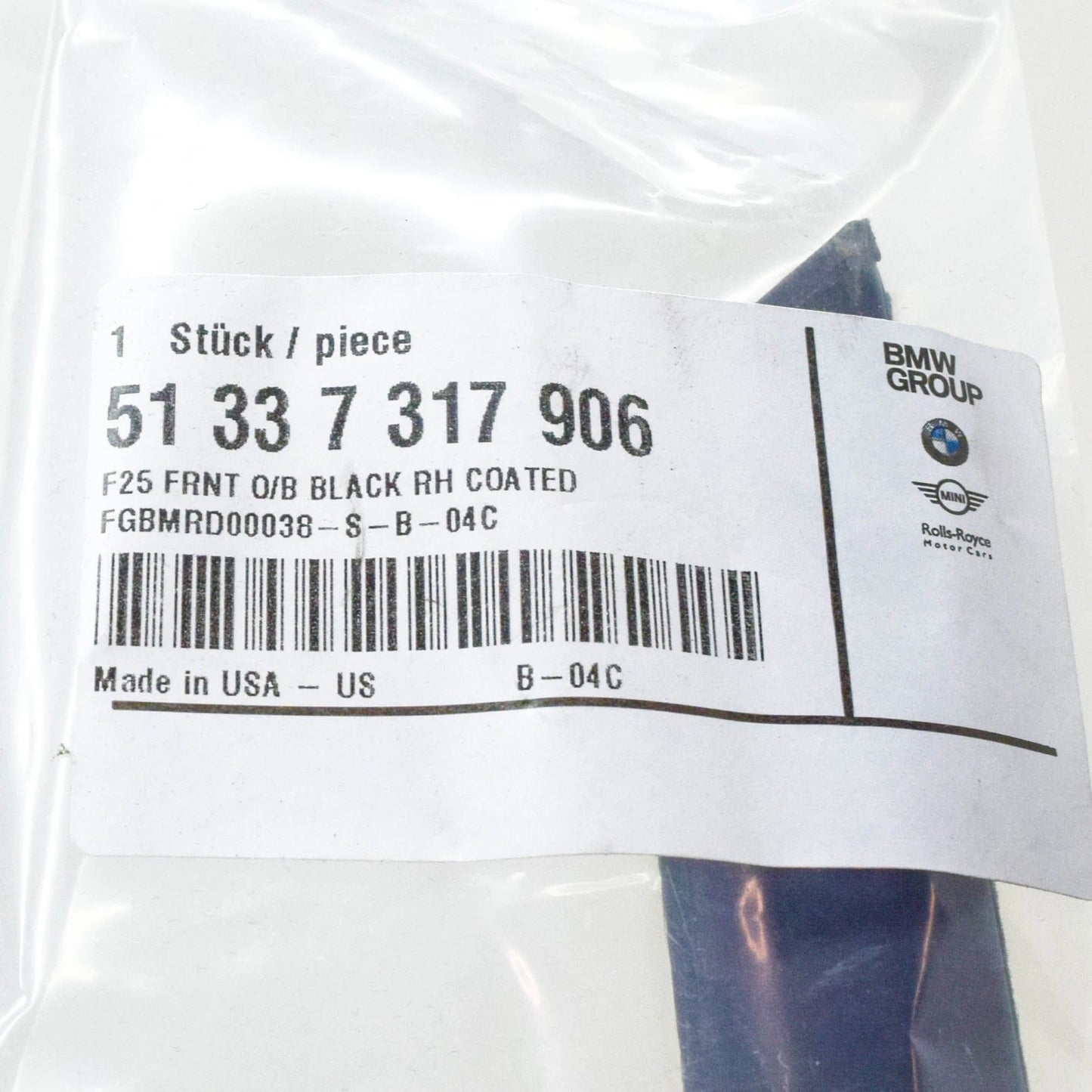 NEW BMW X3 F25 FRONT RIGHT EXTERIOR DOOR WINDOW WEATHERSTRIP 51337317906