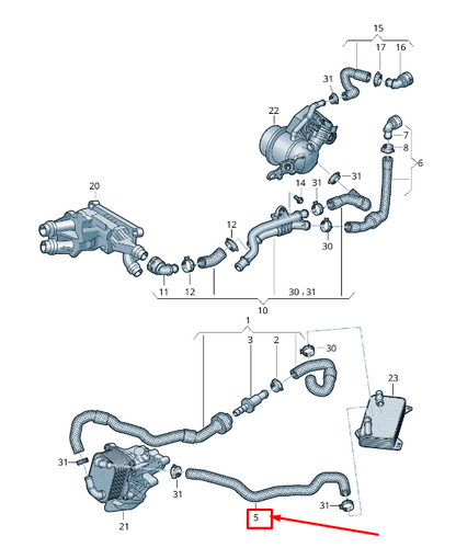 new vw arteon 3h engine coolant hose 3q0121058c original