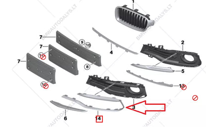 NEW BMW 3 F30 FRONT RIGHT FOG LIGHT AIR INLET FINISHER TRIM 51117396854 ORIGINAL