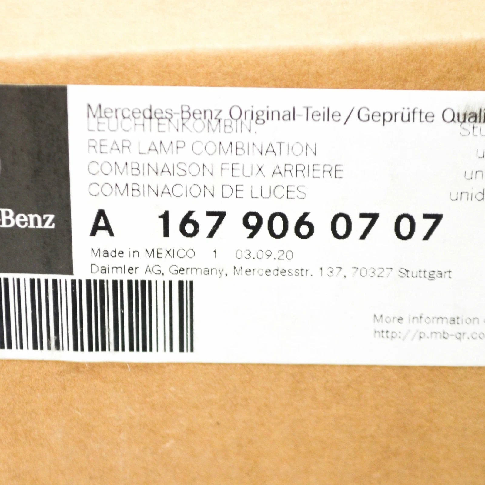NEW MERCEDES-BENZ GLE W167 REAR RIGHT TAILLIGHT LAMP A1679060707 ORIGINAL