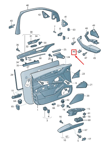 NEW AUDI A8 4H FRONT LEFT DOOR ARMREST COVER RHD 4H2867227BC5