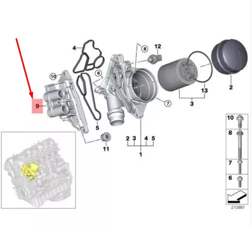 NEW BMW 5 F10 OIL FILTER THERMOSTAT HOUSING 11427573051 7573051 ORIGINAL