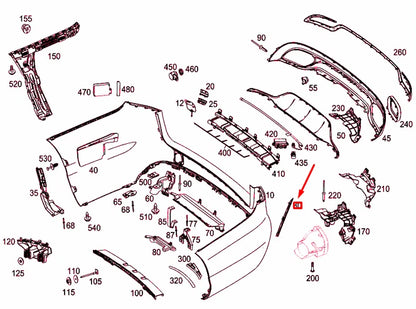 NEW MB C T-MODEL S205 REAR BUMPER LEFT COVER GRILLE A2058850253