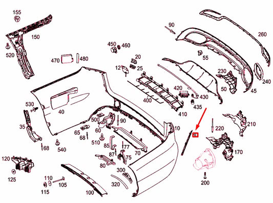NEW MB C T-MODEL S205 REAR BUMPER LEFT COVER GRILLE A2058850253