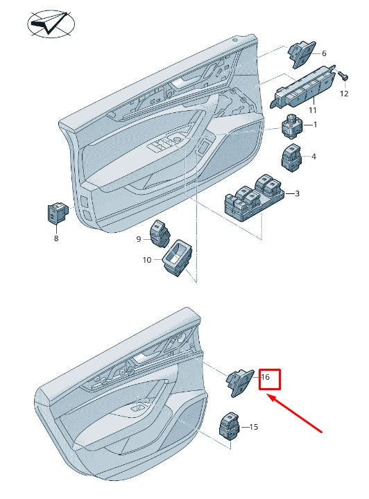 NEW AUDI A6 4A C8 LEFT DOOR CENTRAL LOCKING SWITCH 4K0962107NV6