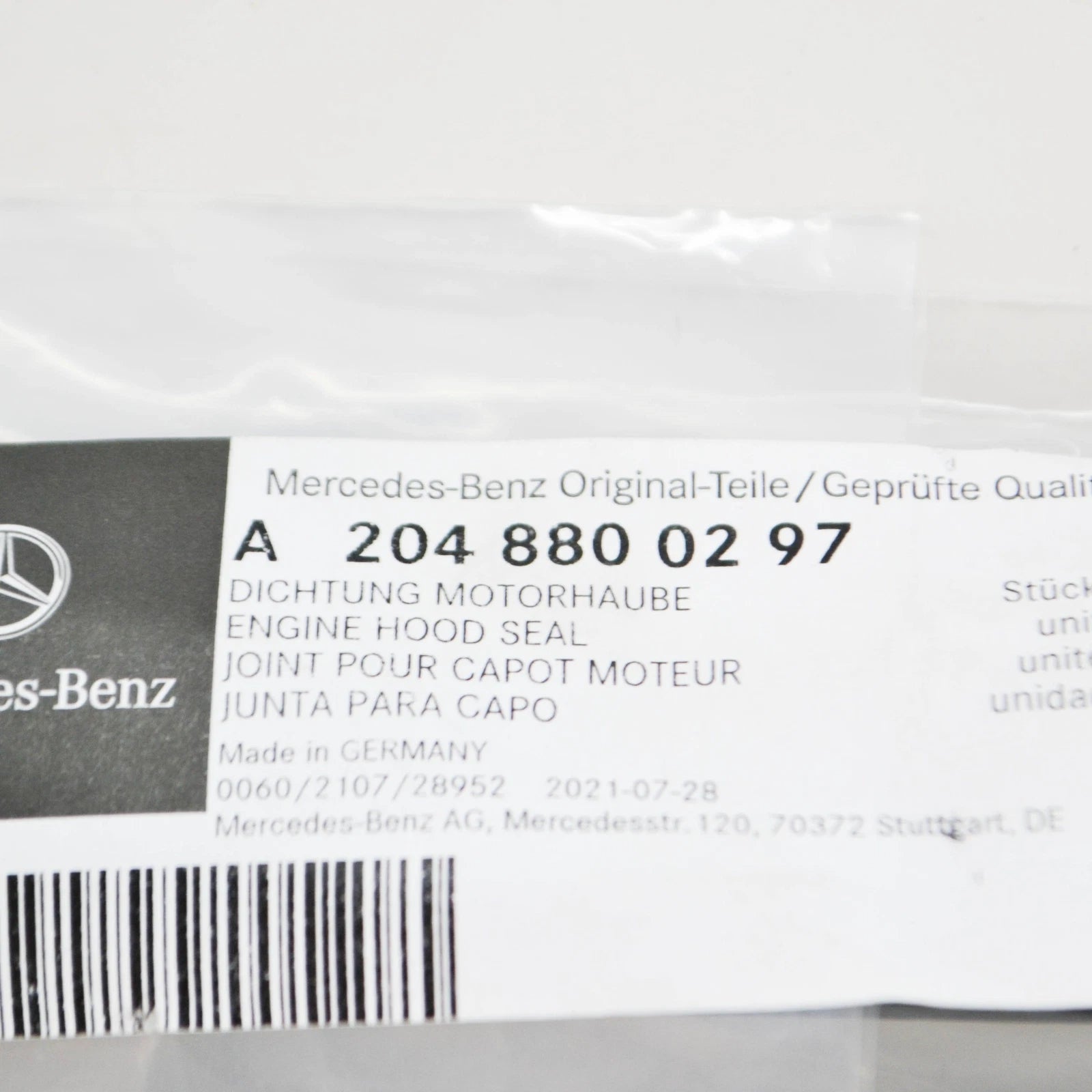 NEW MERCEDES-BENZ C-CLASS W204 ENGINE HOOD SEAL A2048800297 ORIGINAL