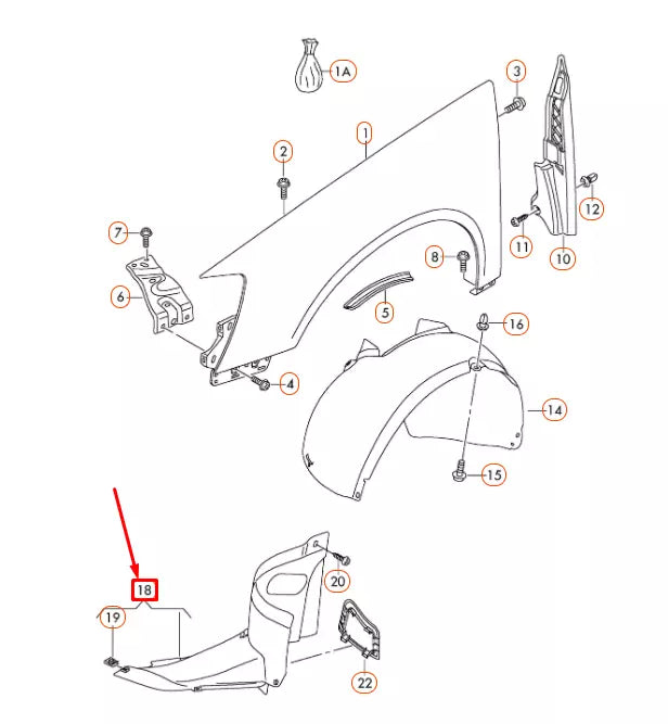 NEW VW PASSAT B6 FRONT LEFT WHEEL HOUSING LINER FRONT PART 3C0805911B9B9