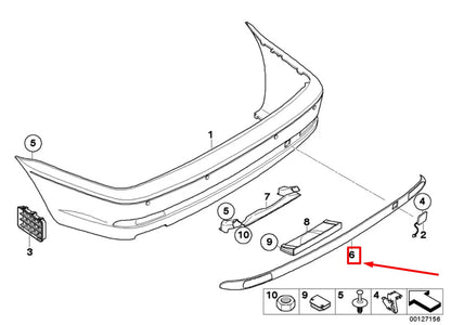 NEW BMW 3 CABRIO E46 REAR BUMPER CENTER MOLDING 7065479 51127065479 ORIGINAL