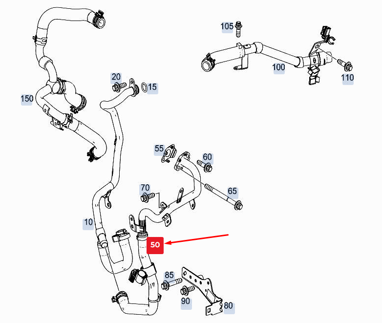 new mercedes-benz gle w167 engine coolant line a6542032801 original