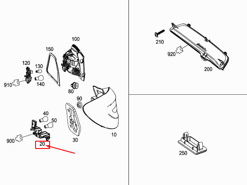 new mercedes-benz b w246 rear left taillight bulb mount a2468200877 original
