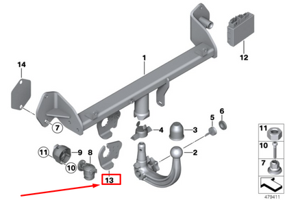 new bmw 4 f36 trailer tow hitch socket holder 71606876237 6876237 original