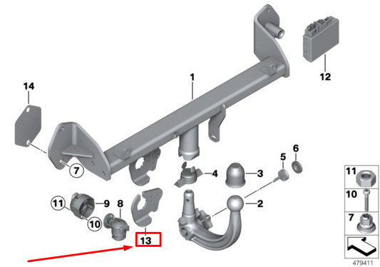 new bmw 4 f36 trailer tow hitch socket holder 71606876237 6876237 original