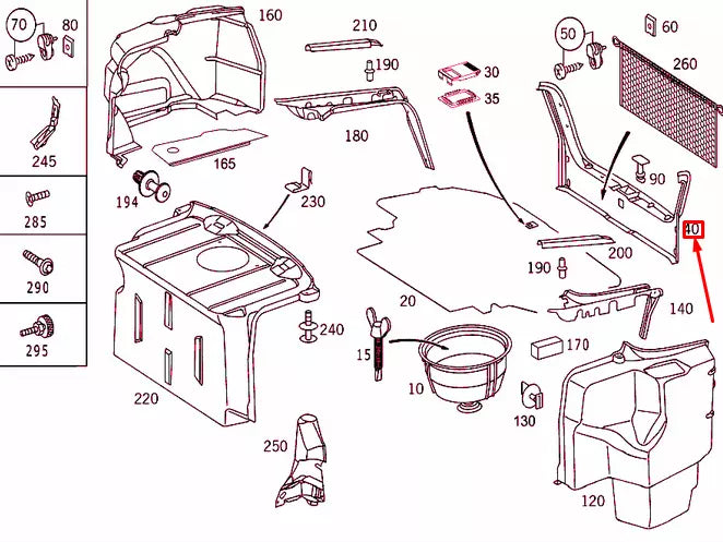 NEW MB S W220 LOADING COMPARTMENT EDGE TRIM A22069000417C45 ORIGINAL