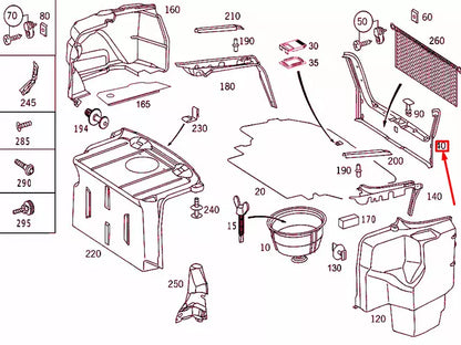 NEW MB S W220 LOADING COMPARTMENT EDGE TRIM A22069000417C45 ORIGINAL
